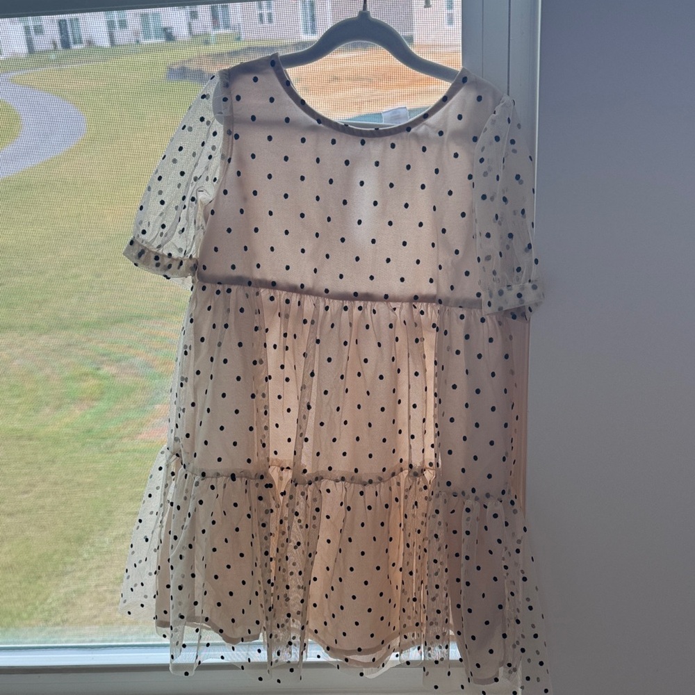 GAP Cream and Black Polka Dot Kids Dress